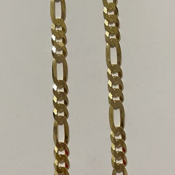 New Gold over 925 Sterling Silver Figaro Necklace - Picture 2 of 5